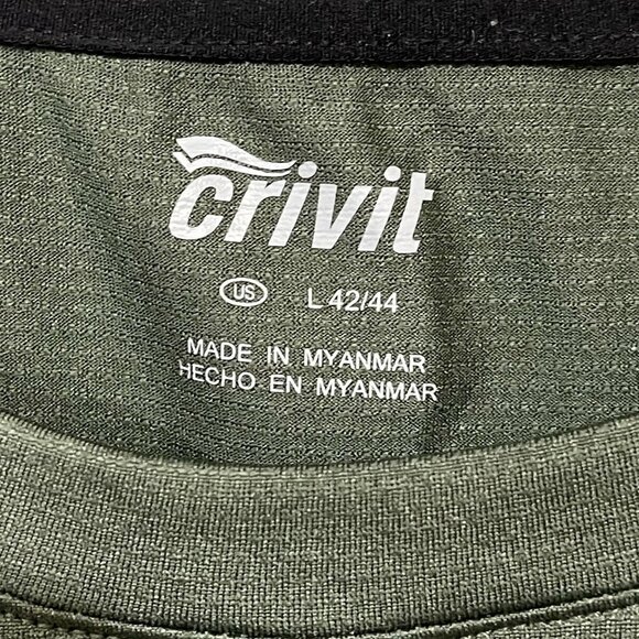 Crivit Activewear Shirt Short Sleeve Lightweight Polyester Green Mens Large - Picture 2 of 4